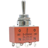 ＮＫＫスイッチズ（株） S-28AW ＮＫＫスイッチズ　防水形トグルスイッチ　はんだ端子２極（ＯＮ）－ＯＦＦ‐（ＯＮ）