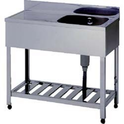 （株）東製作所 HPMC1-900-R アズマ　一槽水切シンクＢＧ無ホース付右シンク　９００×６００×８００