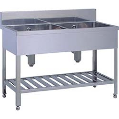 （株）テラオカ 10-1104-62 テラオカ　２Ｓ１２０－４５Ｃ　ステンレス製２槽シンク奥行４５０ｍｍ　ＳＵＳ４３０