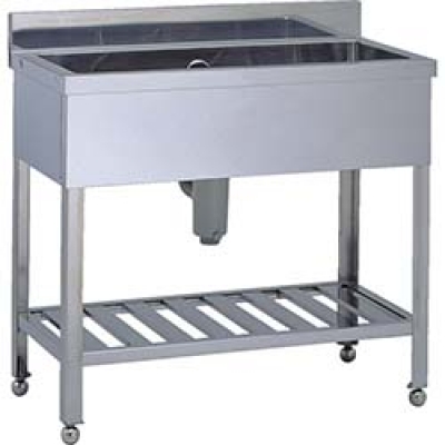 （株）東製作所 KPOM1-750-L アズマ　引出し付一槽水切シンク左水槽　７５０×４５０×８００