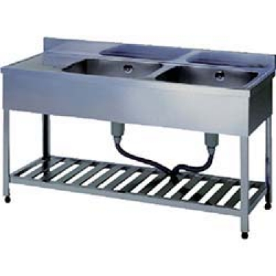 （株）東製作所 HPMC2-1800-L アズマ　二槽水切シンクＢＧ無ホース付左シンク　１８００×６００×８００