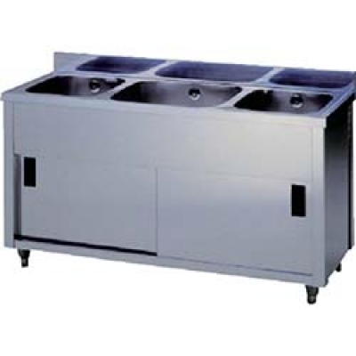 （株）東製作所 AP3-1800K アズマ　三槽キャビネットシンク　１８００×４５０×８００