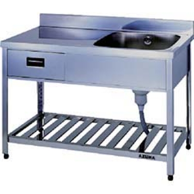 （株）東製作所 KPOM1-750-R アズマ　引出し付一槽水切シンク右水槽　７５０×４５０×８００