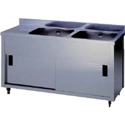 （株）東製作所 APM2-1200K-R アズマ　二槽水切キャビネットシンク右水槽　１２００×４５０×８００