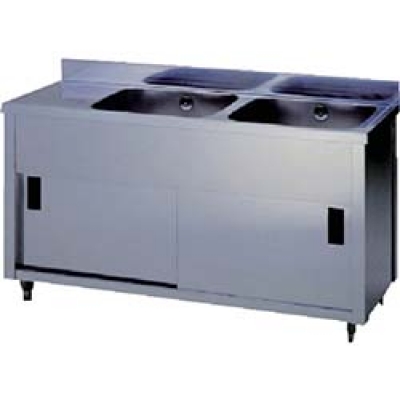 （株）東製作所 APM2-1800H-L アズマ　二槽水切キャビネットシンク左水槽　１８００×６００×８００