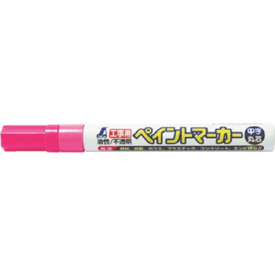 シンワ測定（株） 78419 シンワ　工事用　ペイントマーカー中字　丸芯　蛍光ピンク