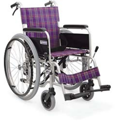 （株）カワムラサイクル KA202B-40A11 カワムラ　アルミ標準型自走用車いすＫＡ２０２Ｂ－４０紫チェック