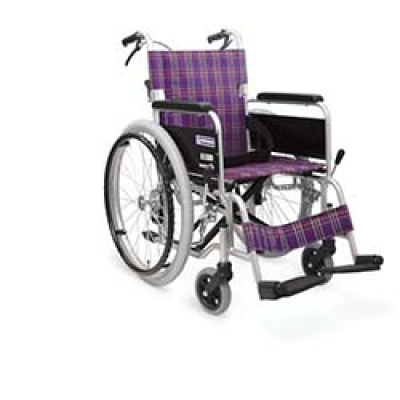 （株）カワムラサイクル KA102SB-42A11 カワムラ　アルミ標準型自走用車いすＫＡ１０２ＳＢ－４２紫チェック